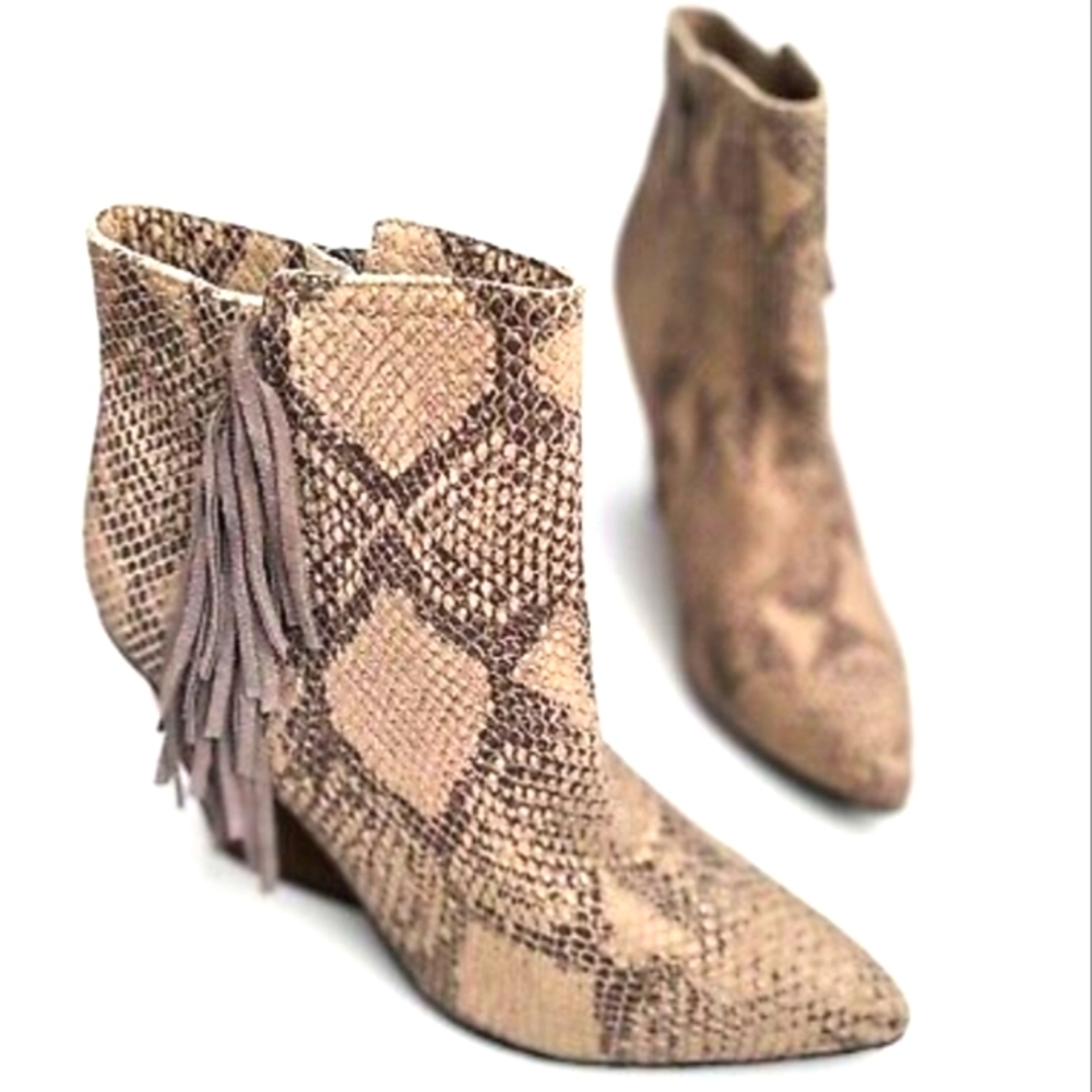ISOLA Snake Print Fringe Antonella Bootie
